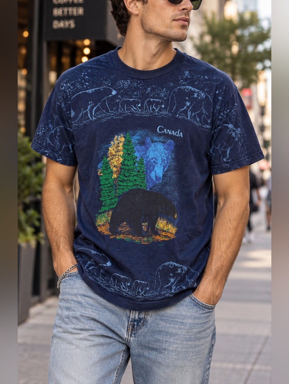 Vintage 90s Fruit of the Loom Canada Bear Graphic Tee  Mens M